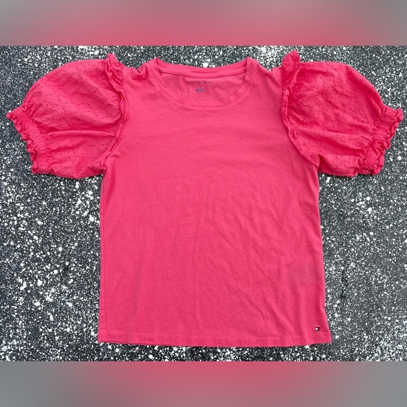Tommy Hilfiger Puff Ruffle Sleeved Top Size Large - Picture 1 of 4
